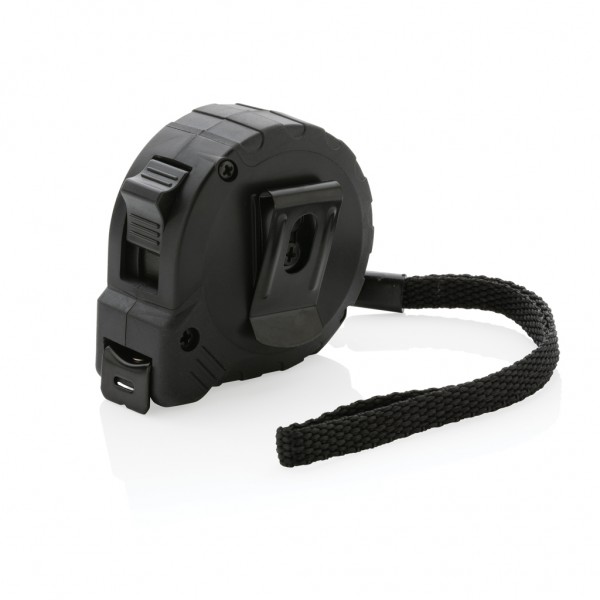 3m/16mm Maßband mit Stop-Taste aus RCS recycelt. Kunststoff, schwarz
