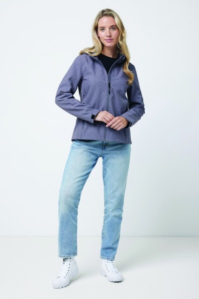 IQONIQ Makalu Damen Softshelljacke aus recyceltem Polyester, vulcano heather grey XXS