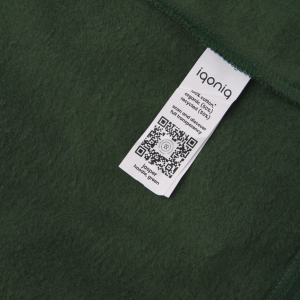 IQONIQ Jasper Hoodie aus recycelter Baumwolle, forest green XXS