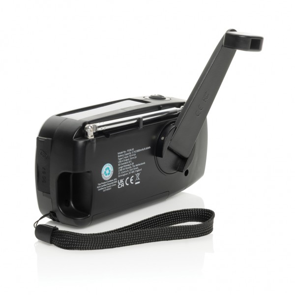 RescueWave Notfallradio aus RCS recyceltem Kunststoff, schwarz