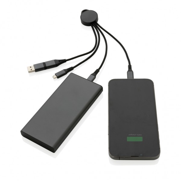 Terra 6-in-1-Ladekabel aus RCS recyceltem Aluminium, grau