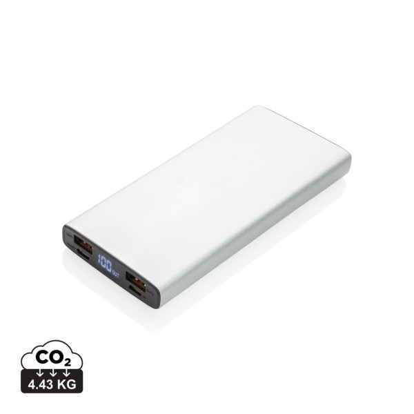 18W PD Powerbank mit 10.000 mAh aus Aluminium, silber