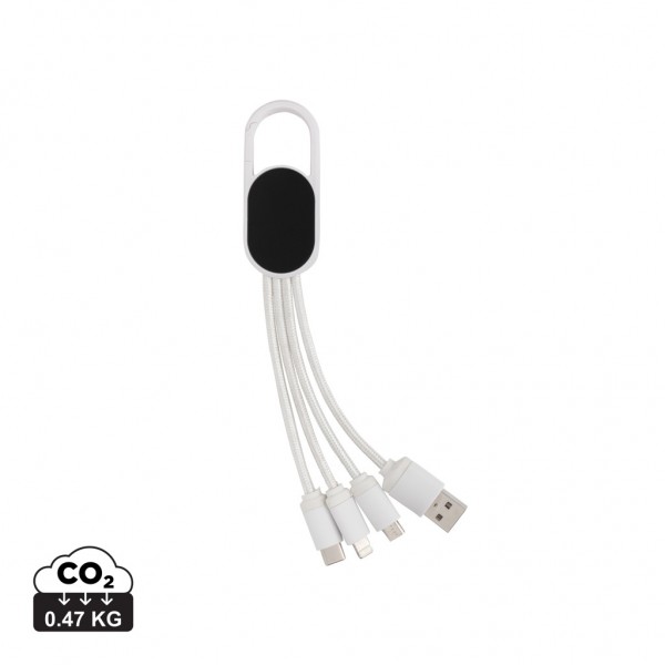 4-in-1 Kabel mit Karabiner-Clip, weiß