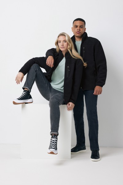 IQONIQ Diran Fleecejacke aus recyceltem Polyesterflor, schwarz M