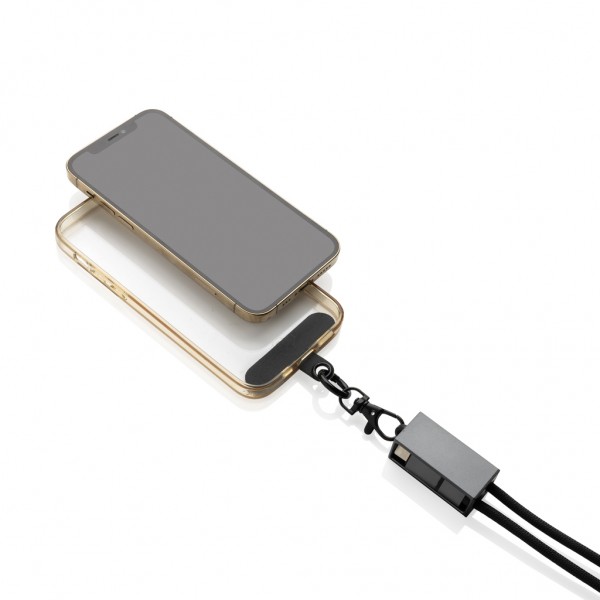 Terra 60Wduales Ladekabel aus RCS recyceltem PET mit Lanyard, grau