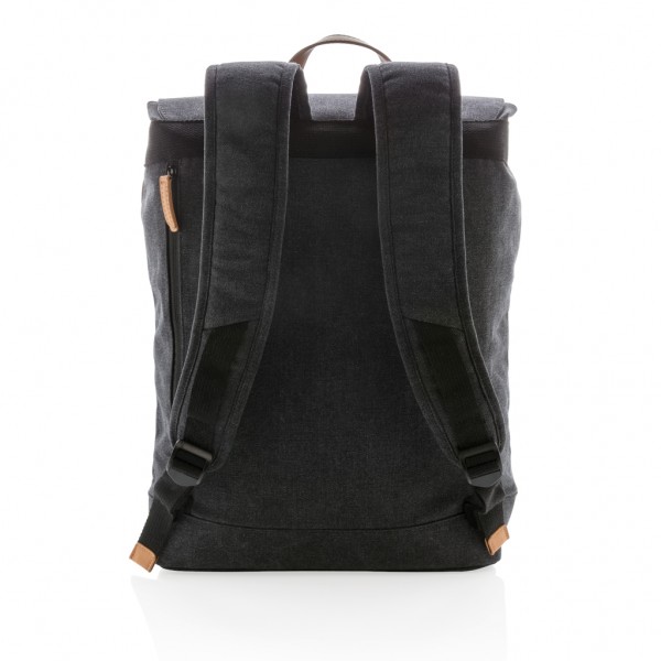 Canvas Laptop-Rucksack, PVC-frei, schwarz