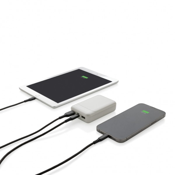 10.000 mAh Powerbank aus RCS Standard recyceltem Kunststoff, weiß
