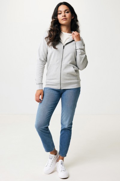 IQONIQ Abisko Zip-Kapuzenpullover aus recycelter Baumwolle, heather grey XS