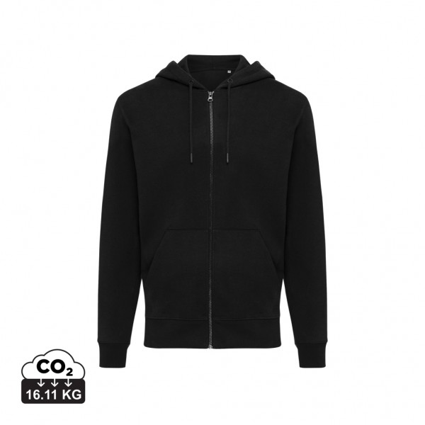 IQONIQ Abisko Zip-Kapuzenpullover aus recycelter Baumwolle, schwarz XXXL