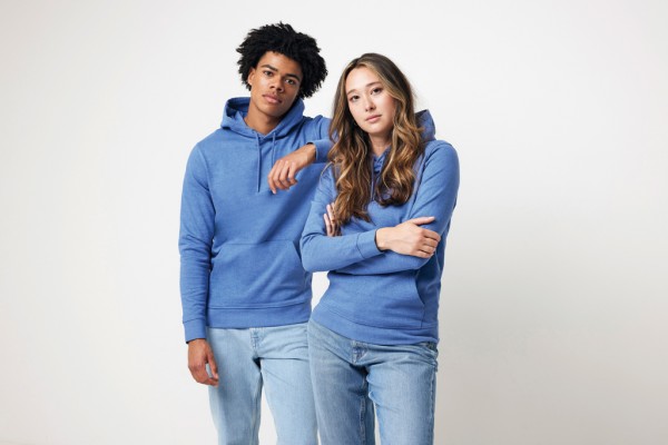 IQONIQ Torres ungefärbter Hoodie aus recycelter Baumwolle, heather blue XXL