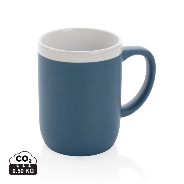 Keramiktasse mit weißem Rand, 300ml, blau