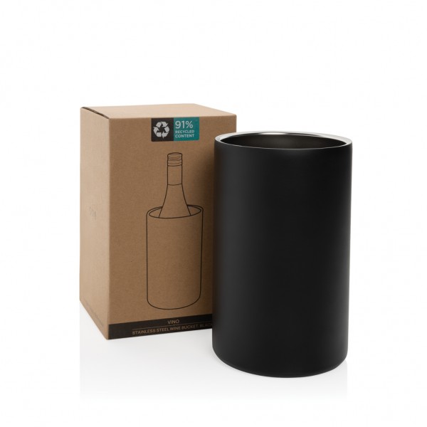 Vino Weinkühler aus RCS-zertifiziert recyc. Stainless-Steel, schwarz