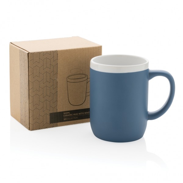 Keramiktasse mit weißem Rand, 300ml, blau