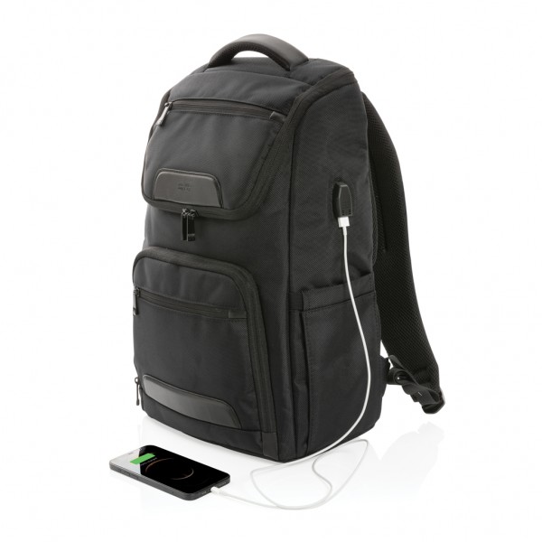 Swiss Peak AWARE™ RPET Voyager 15.6` Laptop Rucksack, schwarz
