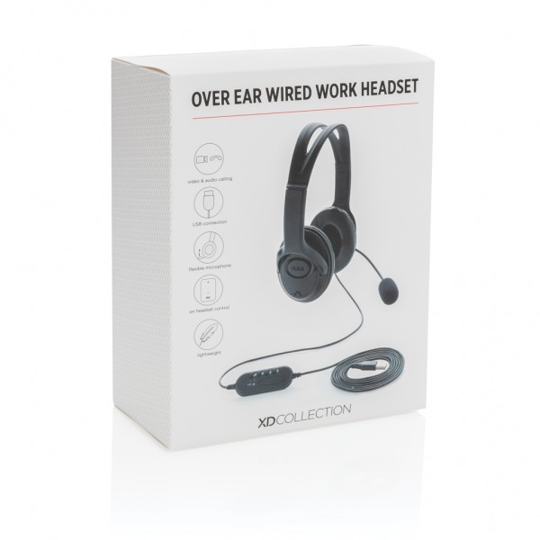 Over-Ear Headset mit Kabel, schwarz