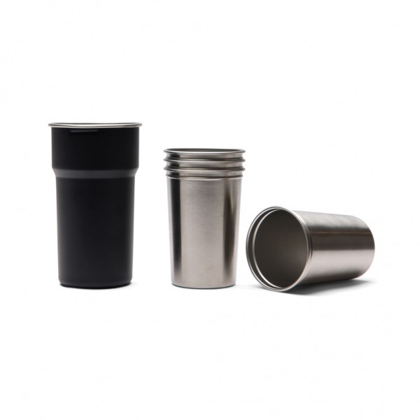 VINGA Parks Becher aus RCS Stainles Steel, 4 Stück, 250ml, schwarz