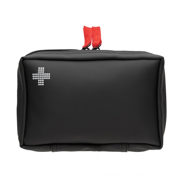 Erste-Hilfe-Set in RCS recycelter Nubuk-PU Tasche, schwarz