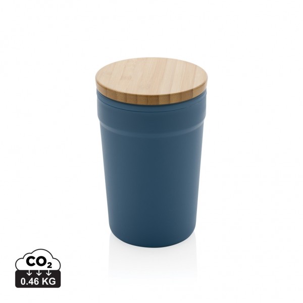 GRS rPP-Becher mit Bambusdeckel, blau