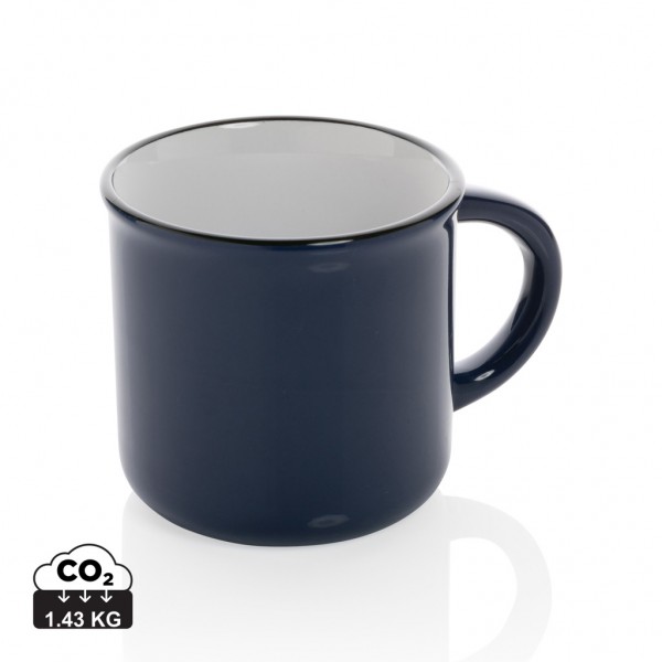 Vintage Keramiktasse, 280ml, navy blau