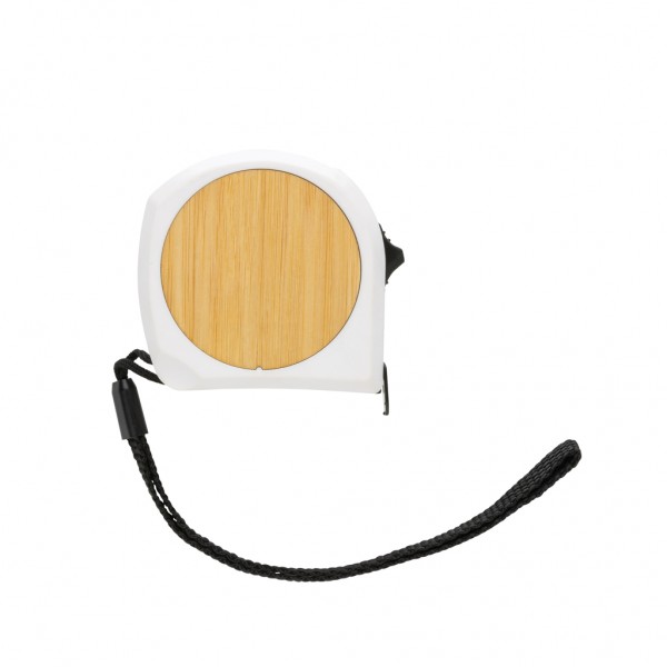 5m/19mm Maßband aus RCS recycelt. Kunststoff & Bambus, weiß