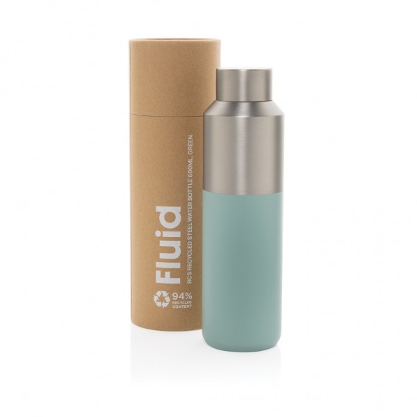 Fluid Flasche aus RCS-zertifiziert recyceltem Stahl, 600ml, grün