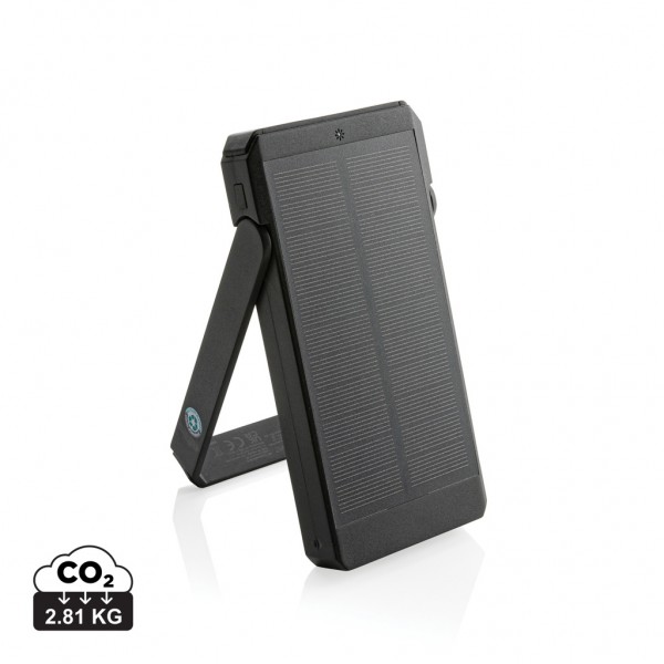 Skywave 10000mAh Solarpowerbank aus RCS recycelt. Kunststoff, schwarz