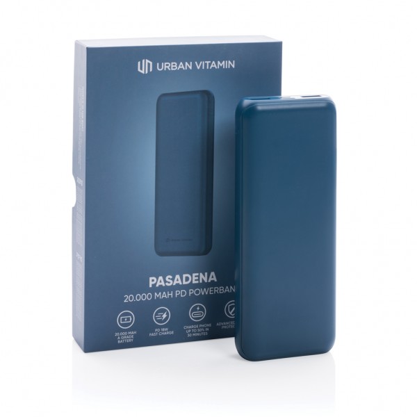Urban Vitamin Pasadena 20.000mAh 18W PD Powerbank, blau