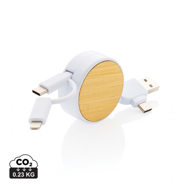 Ontario ausziehb. 6-in-1 Kabel aus RCS recyceltem Kunststoff, weiß