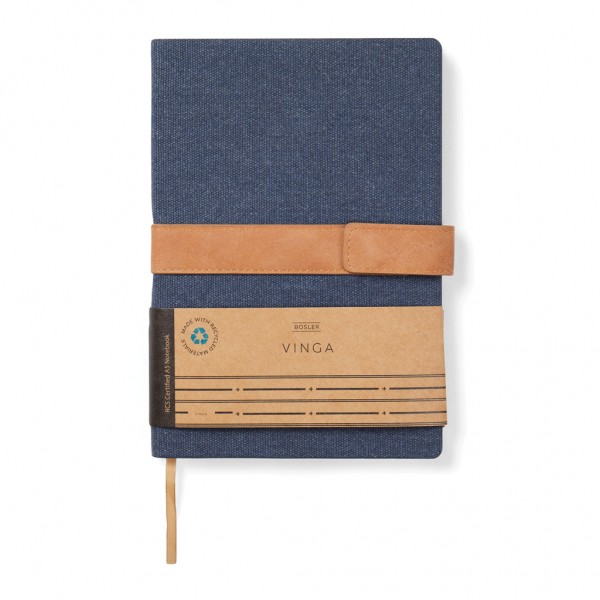 VINGA Bosler Notizbuch aus RCS recyceltem Papier, navy blau