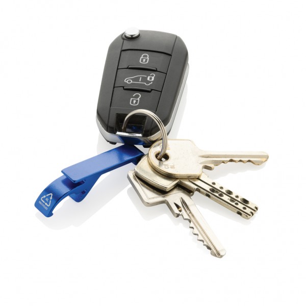 Flaschen- und Dosenöffner aus RCS recyceltem Aluminium, blau