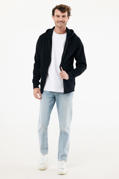 IQONIQ Abisko Zip-Kapuzenpullover aus recycelter Baumwolle, schwarz XS