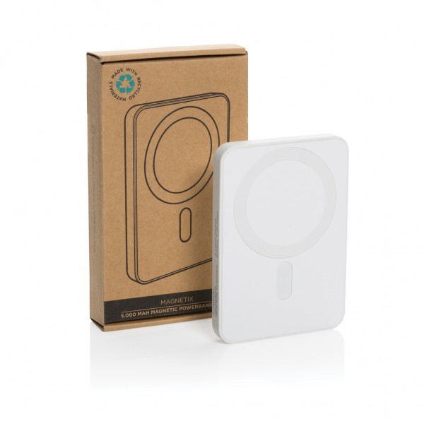 Magnetix 5.000mAh magnetische Powerbank aus RCS recycel. ABS, weiß