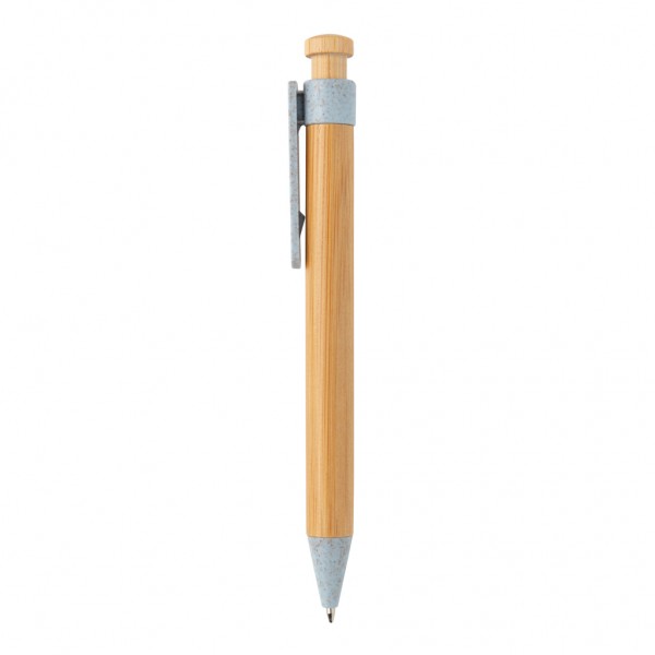 Bambus Stift mit Wheatstraw-Clip, blau