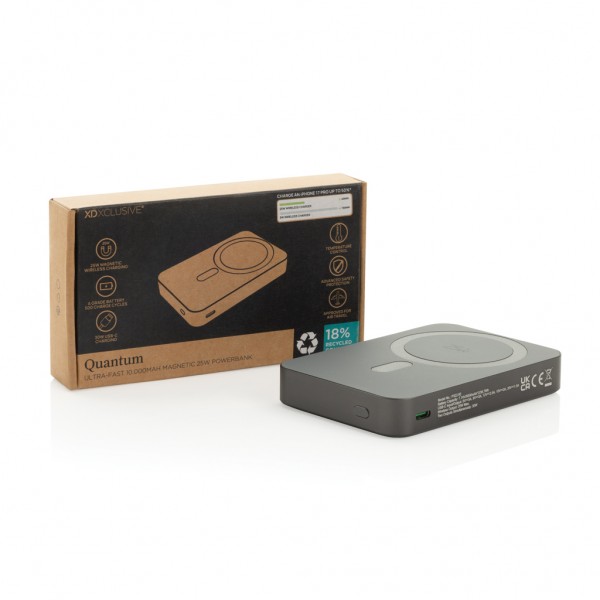 Quantum RCS Ultra-Fast 25W 10.000mAh magnetische Powerbank, grau