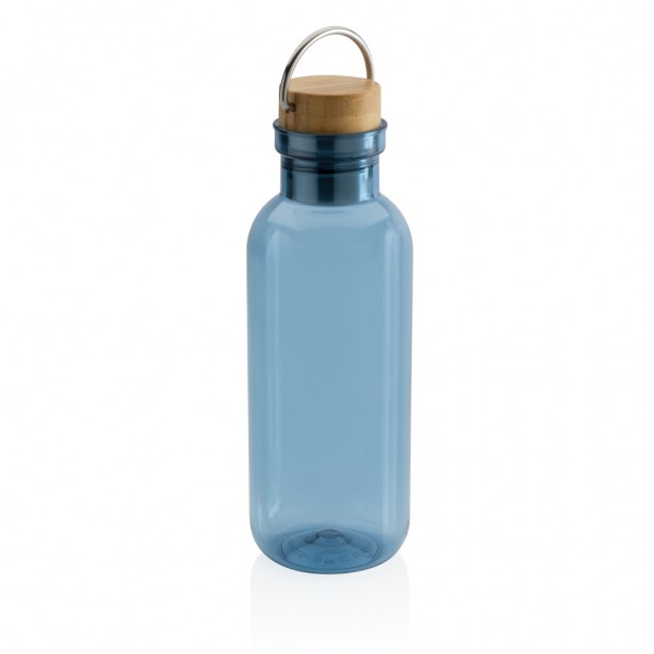 RCS rPET Flasche with Bambusdeckel und Griff, blau