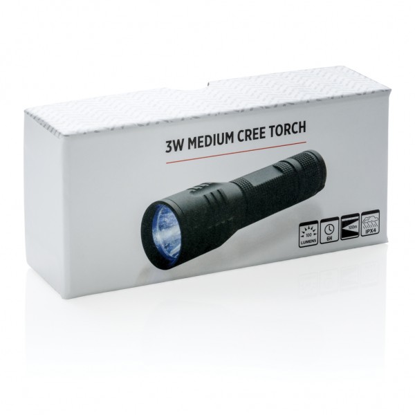 3W Cree Taschenlampe, schwarz