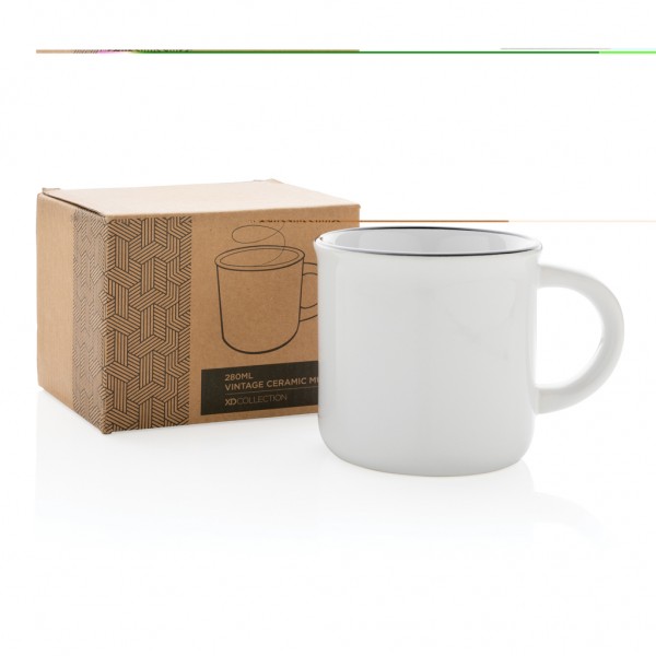 Vintage Keramiktasse, 280ml, weiß