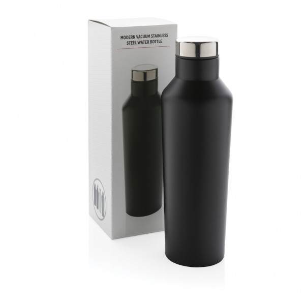 Moderne Vakuum-Flasche aus Stainless Steel, schwarz