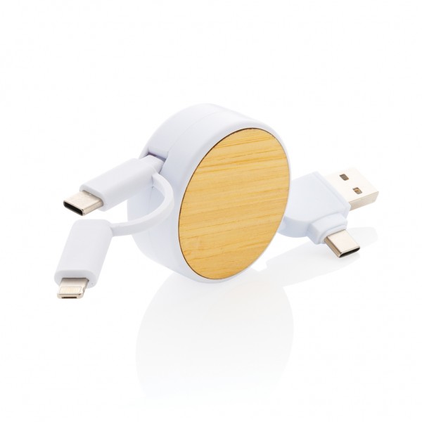 Ontario ausziehb. 6-in-1 Kabel aus RCS recyceltem Kunststoff, weiß