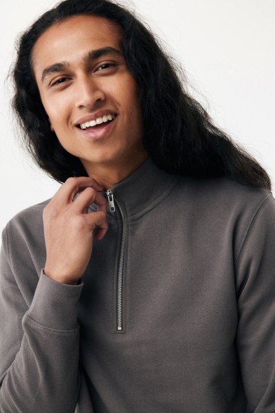 IQONIQ Elgon Quarter-Zip-Sweater aus rec. Baumwolle, anthrazit XXS