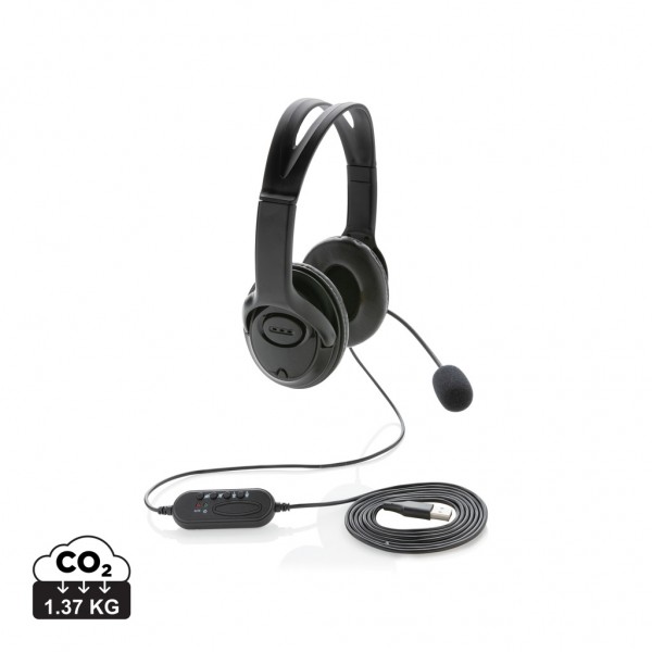 Over-Ear Headset mit Kabel, schwarz