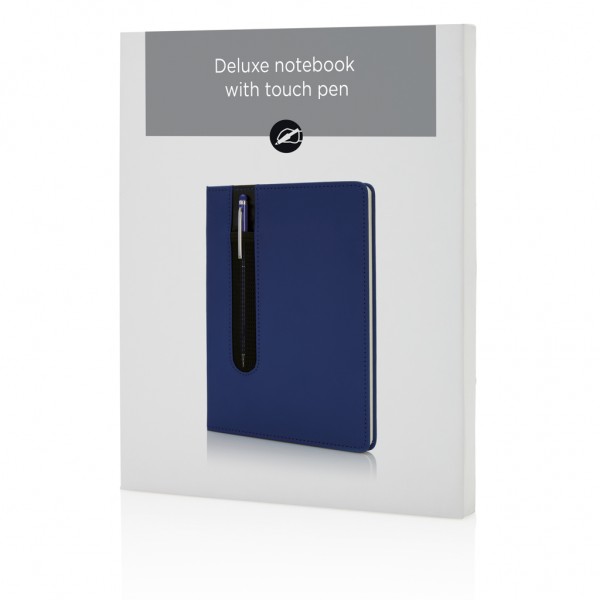 Basic Hardcover PU A5 Notizbuch mit Stylus-Stift, navy blau