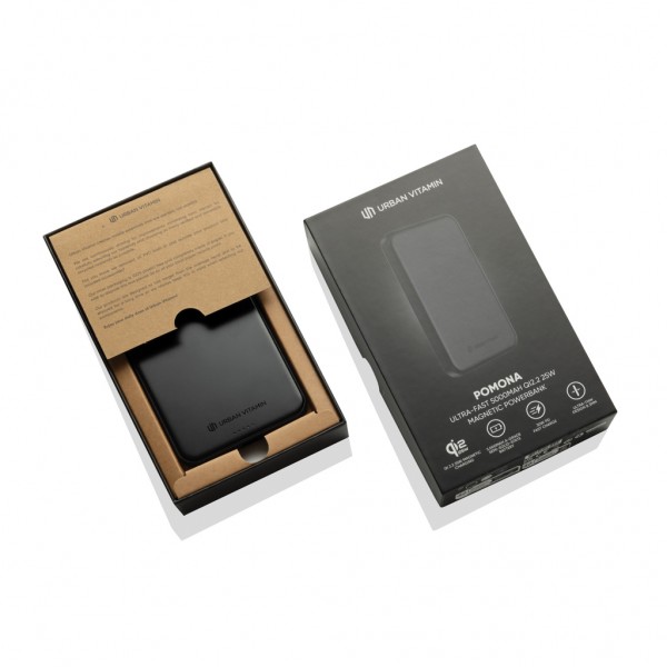 Urban Vitamin Pomona 5000mAh Qi2.2 25W magnetische Powerbank, schwarz