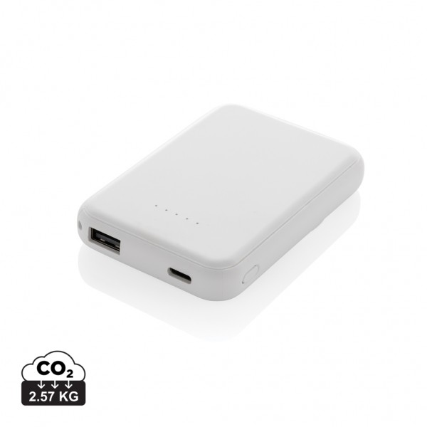 Stellar 5.000mAh 5W magnetische Powerbank aus RCS rec. ABS, weiß
