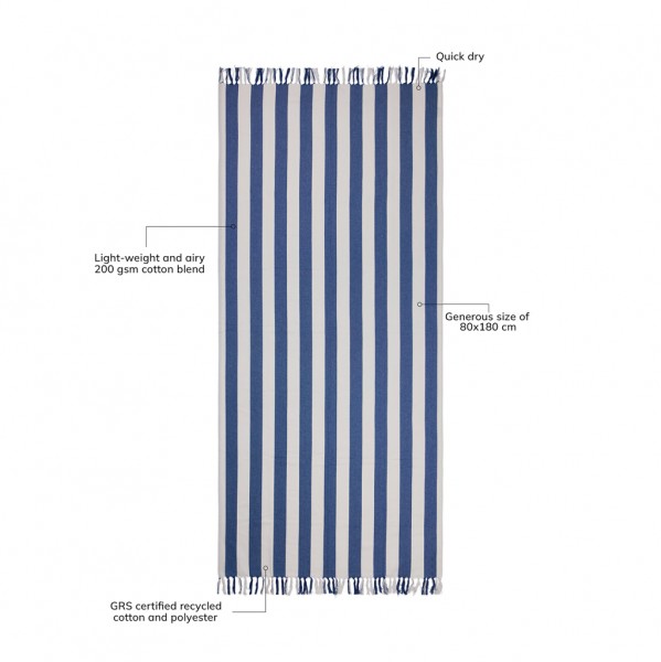 VINGA Ornos GRS Hamamtuch aus Baumwolle, blau