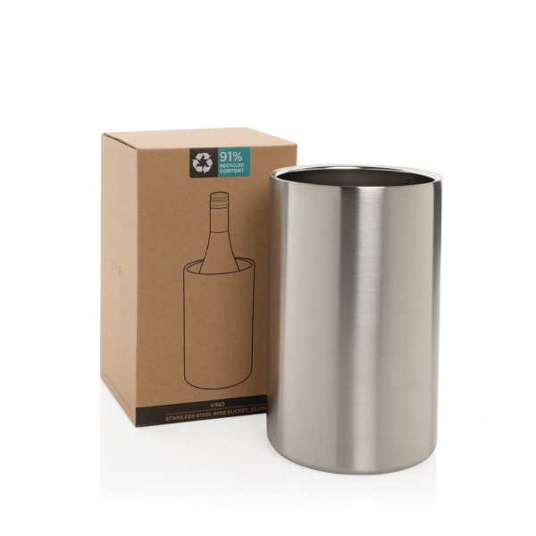 Vino Weinkühler aus RCS-zertifiziert recyc. Stainless-Steel, silber