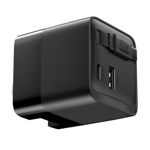 Urban Vitamin Mendocino 65W GaN-Charger mit einziehb. Kabel, schwarz