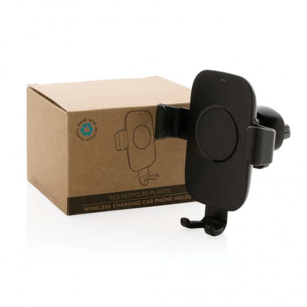 10W Wireless Charging Autohalter aus RCS Plastik, schwarz