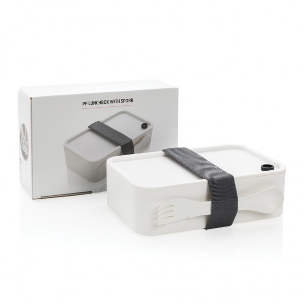PP Lunchbox mit Göffel, weiß