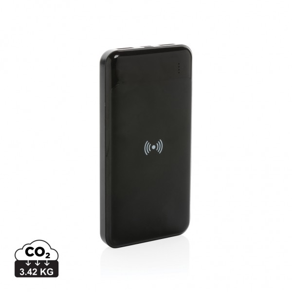 Wireless Powerbank aus RCS Standard recyceltem Kunststoff, schwarz